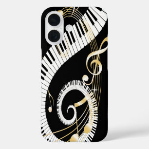 Klaviertasten und Golden Musiknotens iPhone5 iPhone 16 Hülle