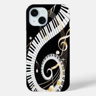 Klaviertasten und goldene Musiknoten Case-Mate iPhone Hülle