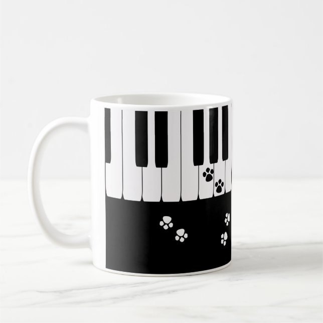 Klaviertasten und Katzenfußpfoten Tasse (Links)