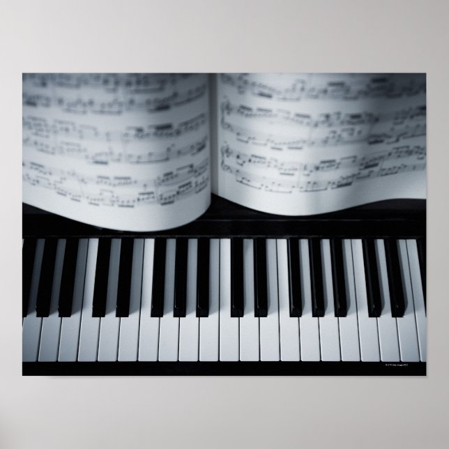 Klaviertasten und Musikbuch Poster (Vorne)