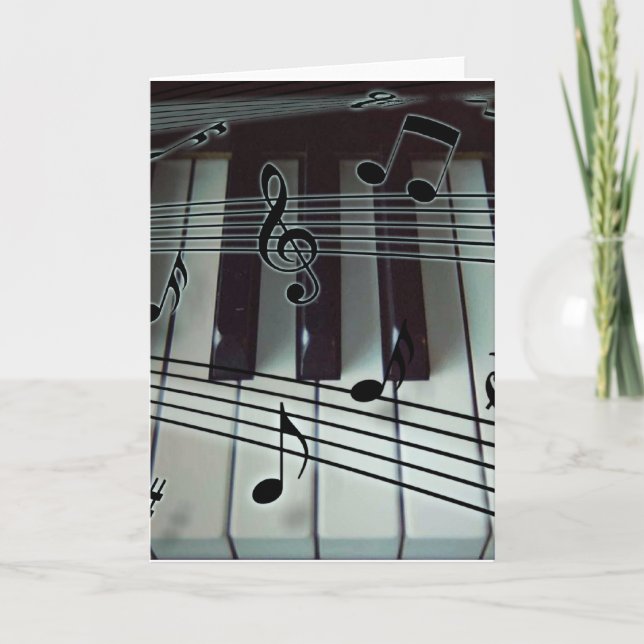Klaviertasten und Musiknoten Karte (Vorderseite)