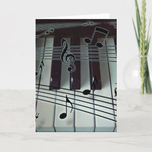 Klaviertasten und Musiknoten Karte