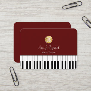 Klavierunterricht Musiklehrer elegant rot Visitenkarte