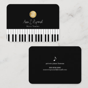 Klavierunterricht Musiklehrer elegant schwarz Visitenkarte
