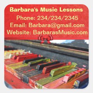 Klavierunterricht Werbeklammern Quadratischer Aufkleber