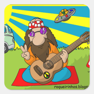 klebe Hippie Quadratischer Aufkleber