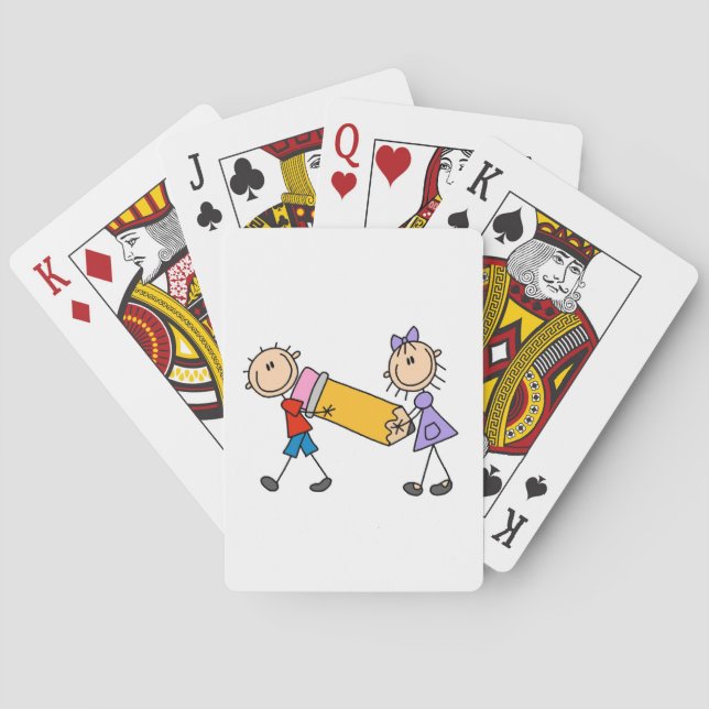 Klebe Kinder mit Bleistift Spielkarten (Rückseite)