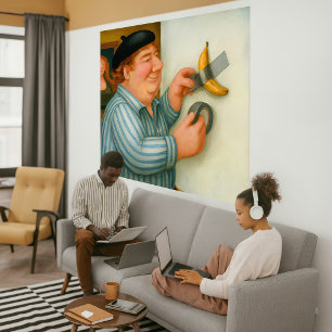 Klebeband-Banane - großes umwickeltes Leinwand-Kun Leinwanddruck