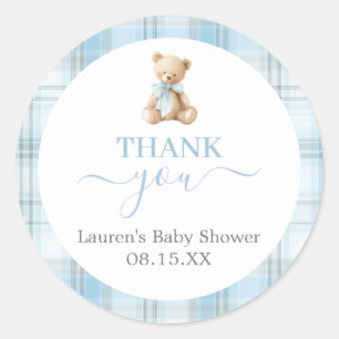 Klebeetikett Preppy Bear Baby Shower Junge rund Runder Aufkleber