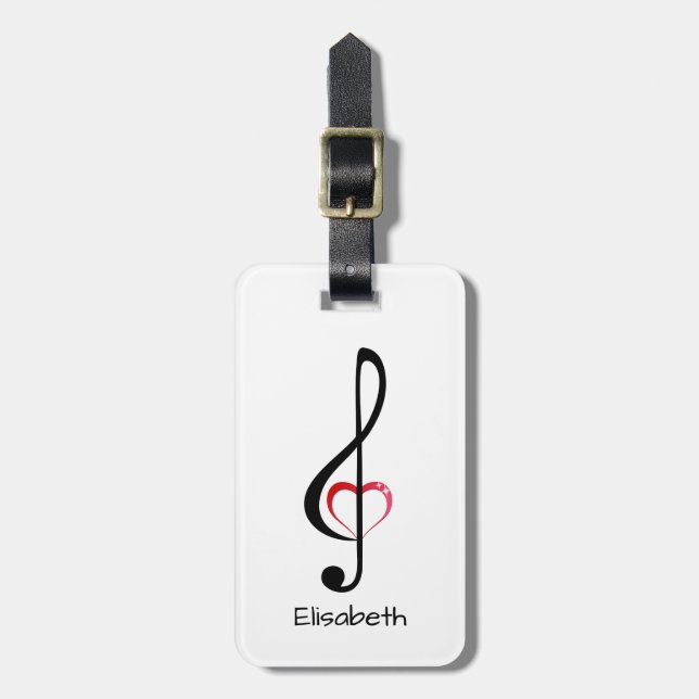 Kleber mit glänzend rosa Herz Gepäckanhänger (Vorderseite vertikal)