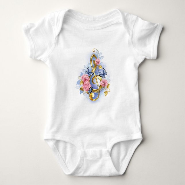 Kleber mit rosa Rosen Baby Strampler (Vorderseite)