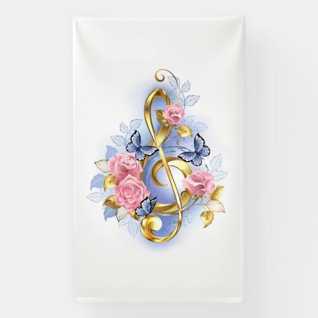 Kleber mit rosa Rosen Banner (Vertikal)
