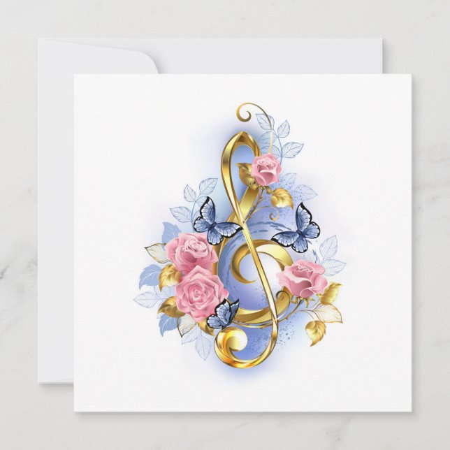 Kleber mit rosa Rosen Dankeskarte (Vorderseite)