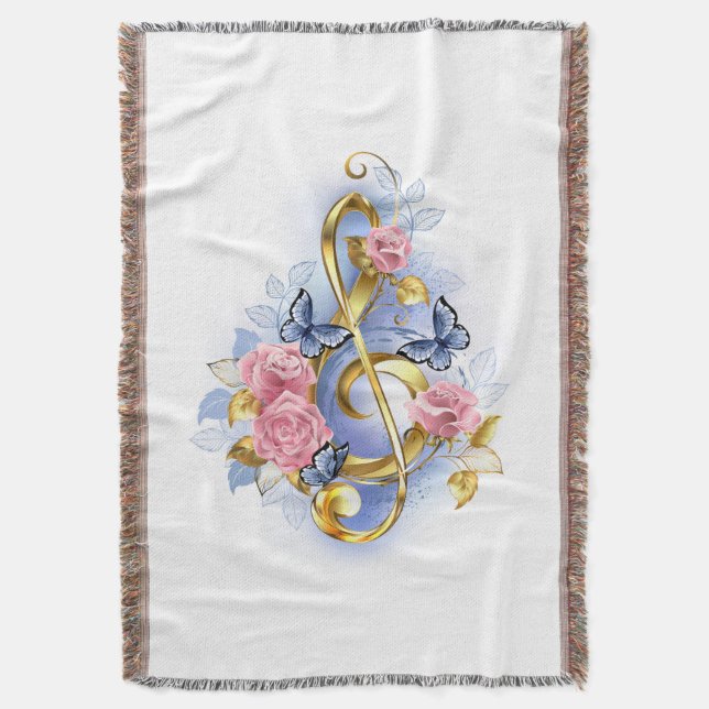 Kleber mit rosa Rosen Decke (Vorderseite Vertikal)