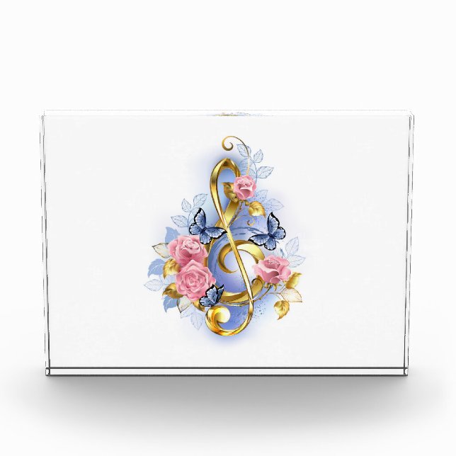 Kleber mit rosa Rosen Fotoblock (Vorderseite)
