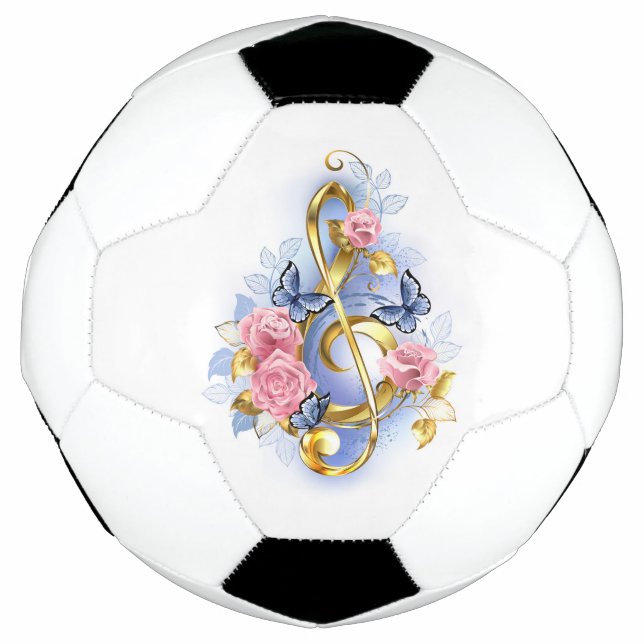 Kleber mit rosa Rosen Fußball (Vorderseite)