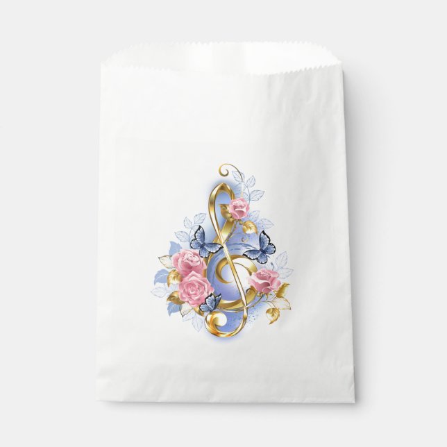 Kleber mit rosa Rosen Geschenktütchen (Vorderseite)