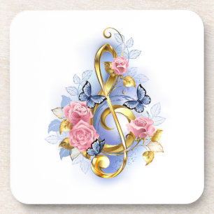 Kleber mit rosa Rosen Getränkeuntersetzer