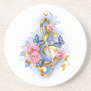 Kleber mit rosa Rosen Getränkeuntersetzer