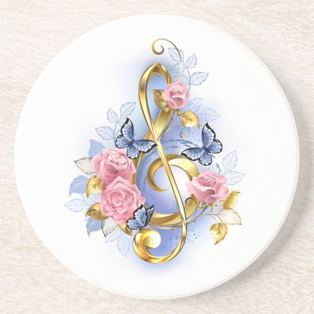 Kleber mit rosa Rosen Getränkeuntersetzer (Vorne)