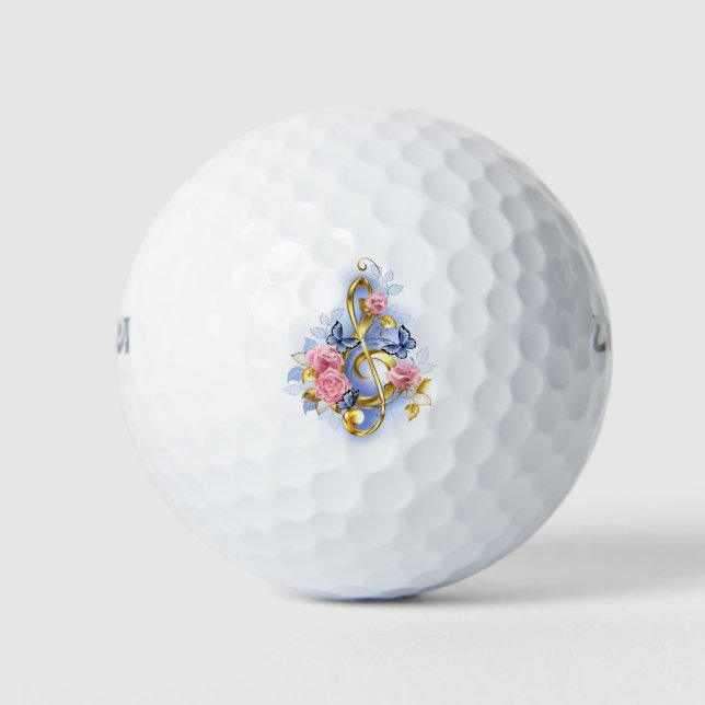 Kleber mit rosa Rosen Golfball (Vorderseite)