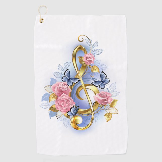 Kleber mit rosa Rosen Golfhandtuch (Vorderseite)