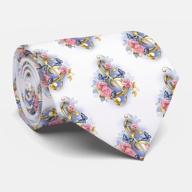 Kleber mit rosa Rosen Krawatte (Gerollt)