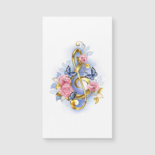 Kleber mit rosa Rosen Magnetkarte