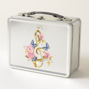 Kleber mit rosa Rosen Metall Brotdose