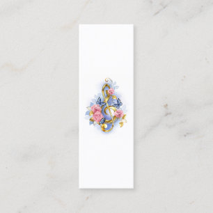 Kleber mit rosa Rosen Mini Visitenkarte