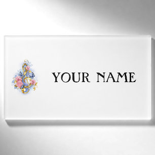 Kleber mit rosa Rosen Namenschild