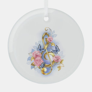 Kleber mit rosa Rosen Ornament Aus Glas