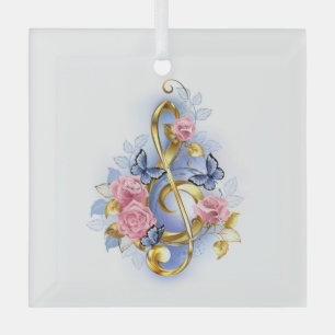 Kleber mit rosa Rosen Ornament Aus Glas