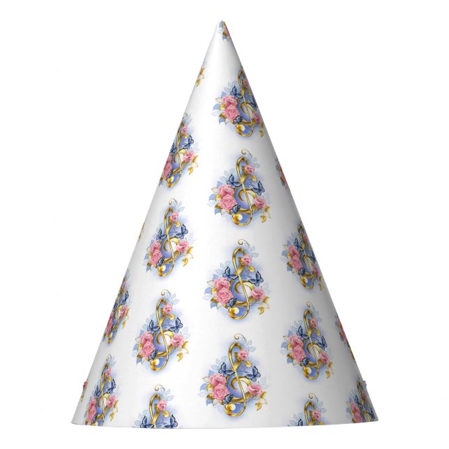 Kleber mit rosa Rosen Partyhütchen (Vorderseite)