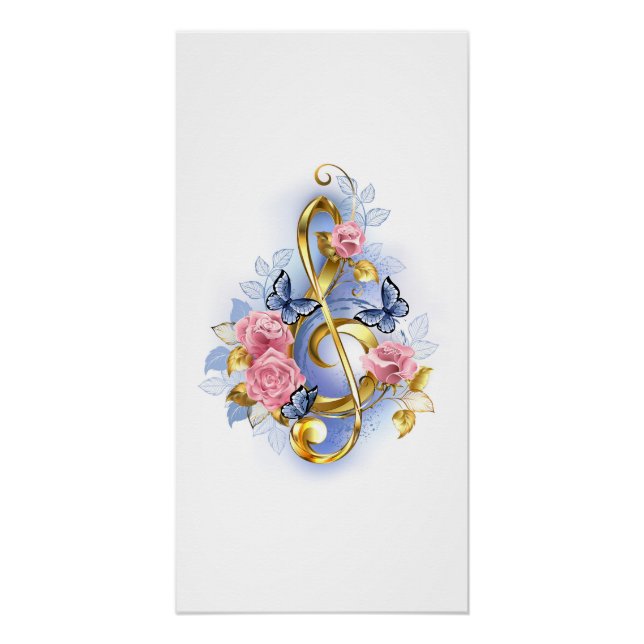 Kleber mit rosa Rosen Poster (Vorderseite)