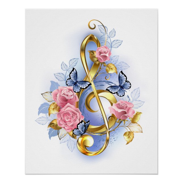 Kleber mit rosa Rosen Poster (Vorderseite)