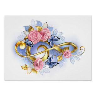 Kleber mit rosa Rosen Poster