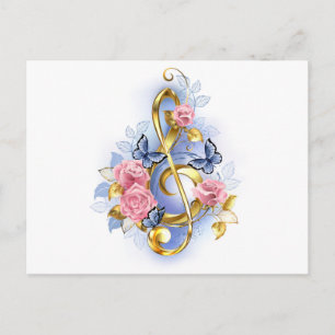 Kleber mit rosa Rosen Postkarte