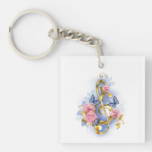 Kleber mit rosa Rosen Schlüsselanhänger