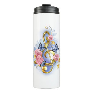 Kleber mit rosa Rosen Thermosbecher