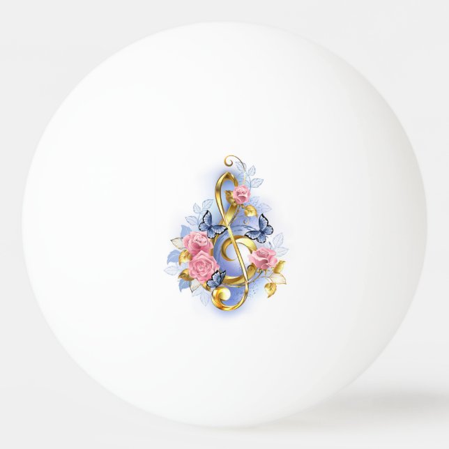 Kleber mit rosa Rosen Tischtennisball (Vorderseite)