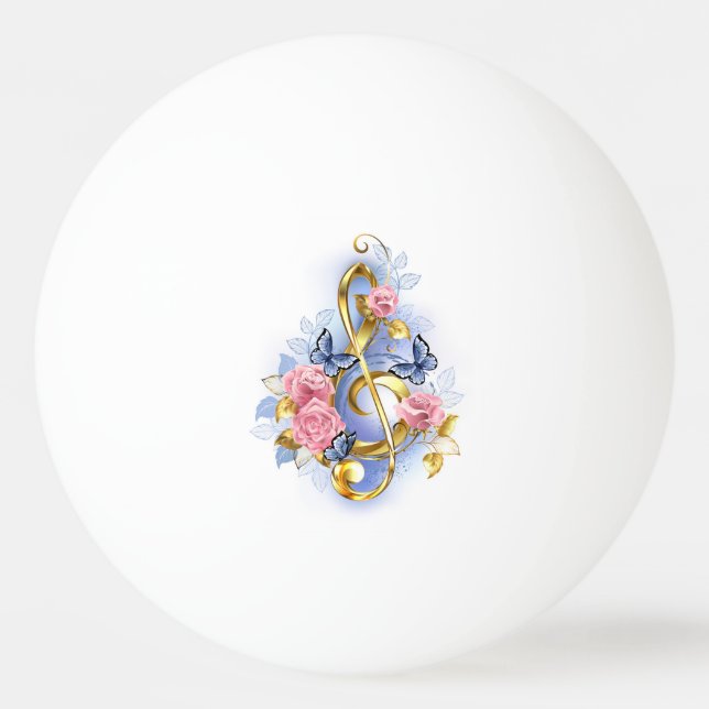 Kleber mit rosa Rosen Tischtennisball (Vorderseite)