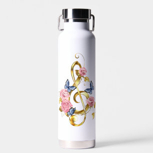 Kleber mit rosa Rosen Trinkflasche