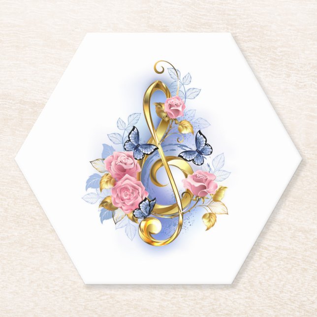 Kleber mit rosa Rosen Untersetzer (Vorderseite)