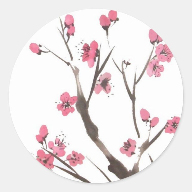 Kleber von Plum Blossom Runder Aufkleber (Vorderseite)
