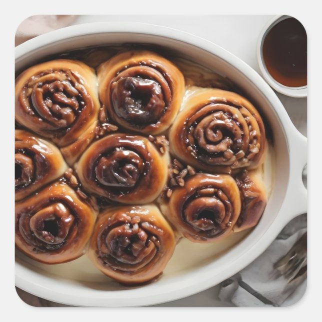 klebrige Brötchen Quadratischer Aufkleber (Vorderseite)
