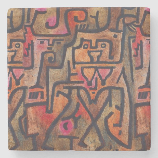 Klee Abstrakt Forest Expressionist Modern Art Steinuntersetzer (Vorderseite)