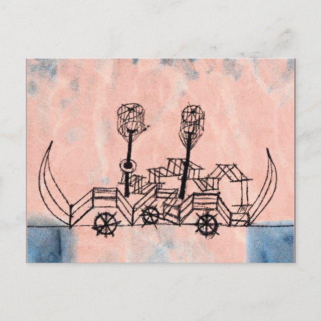 Klee - Altes Dampfboot, abstrakte Kunst Postkarte (Vorderseite)