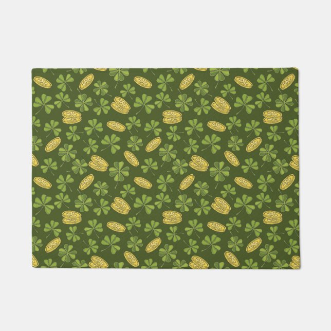 Klee-Blatt-u. Goldmünze-Muster Fußmatte (Vorderseite)
