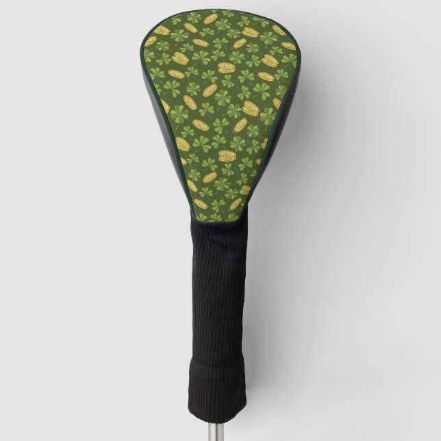 Klee-Blatt-u. Goldmünze-Muster Golf Headcover (Vorderseite)